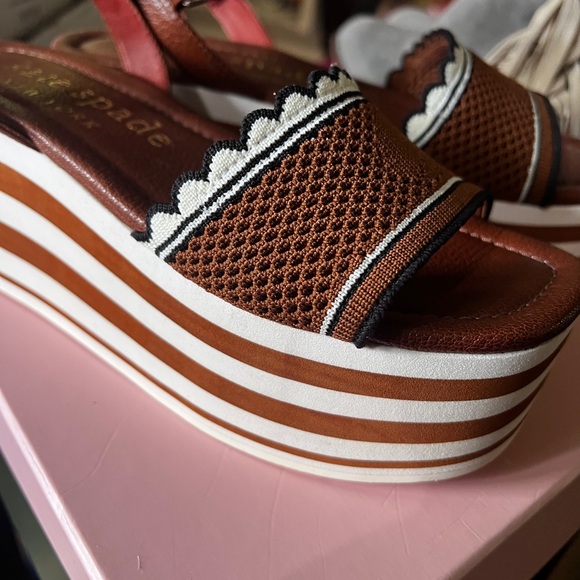 Kate Spade Brown Textured Strap Sandals - Picture 3 of 5